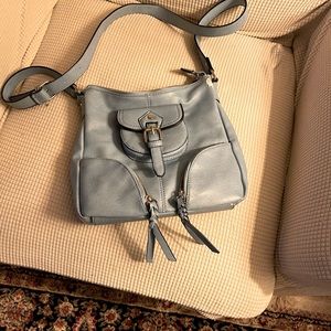 Women blue leather purse